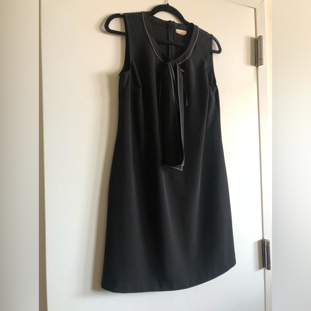 Maison Jules Little Black Bow Front Shift Dress Sz. Small